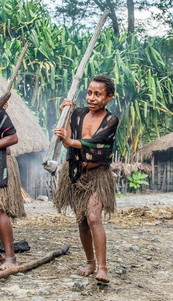Baliem Долине Западного Папуа Индонезия Июня 2016 Дугум Дани Племя Стоковая Картинка