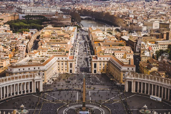 Аэрофотоснимок Переполненном Людей Площади Святого Петра Ватикане Италия Лицензионные Стоковые Фото