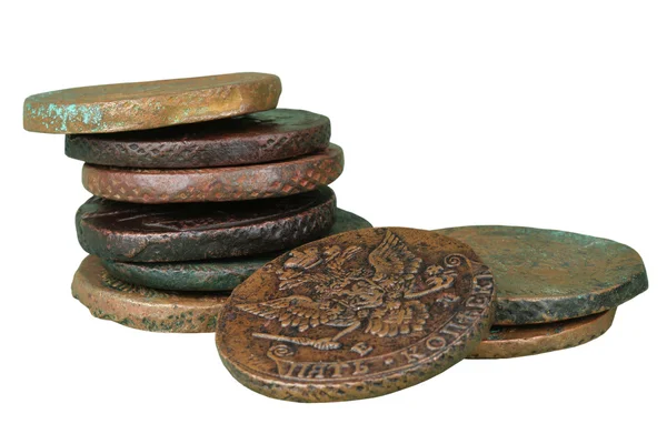 Кучу древних монет — стоковое фото