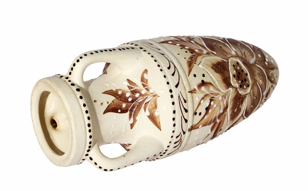 Бежевый декоративные глины Ваза — стоковое фото