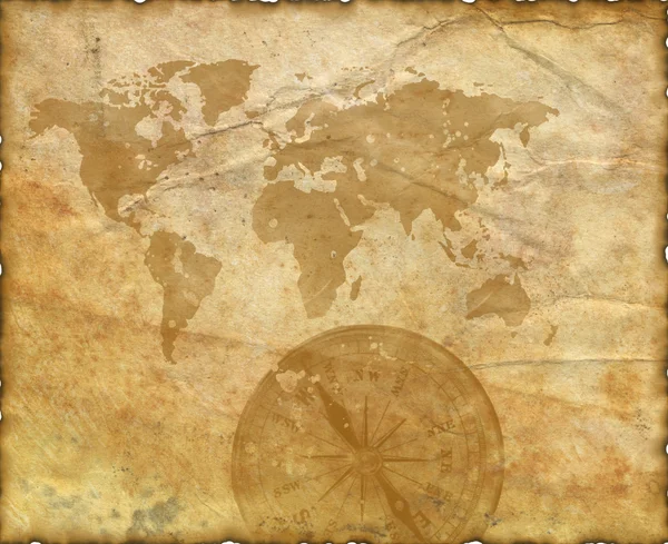 Древняя карта мира. Компас Лицензионные Стоковые Фото