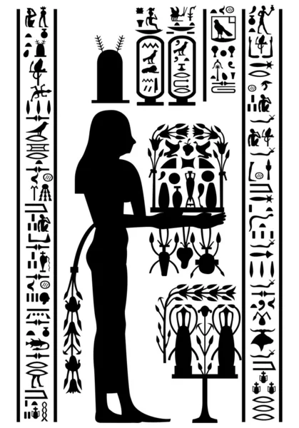 Египетские иероглифы и фреска — стоковый вектор