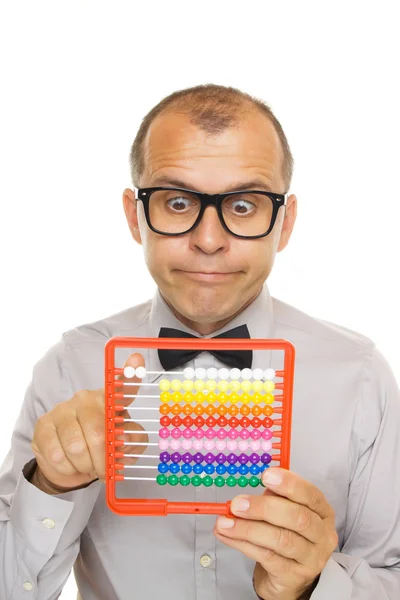 Деловой человек с abacus калькулятор — стоковое фото