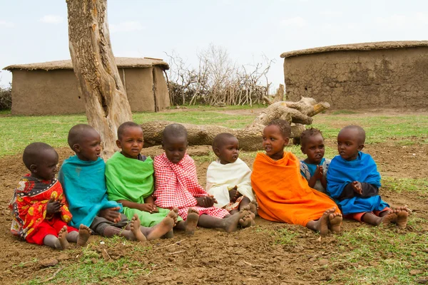 Группа кенийских детей племени масаи Стоковое Фото