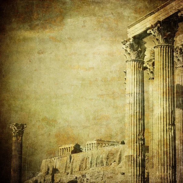 Старинные изображения греческих колонн, Акрополь, Афины, Греция — стоковое фото