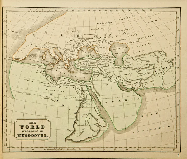 Древняя карта мира по Геродоту. Публикациям Стоковая Картинка