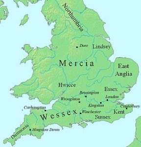 Карта первых англосаксонских королевств на британской земле